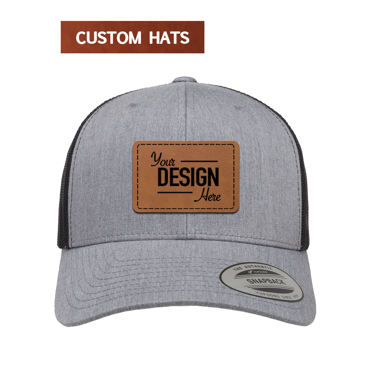 Custom YP Classics 6606 Retro Leather Patch Trucker Cap